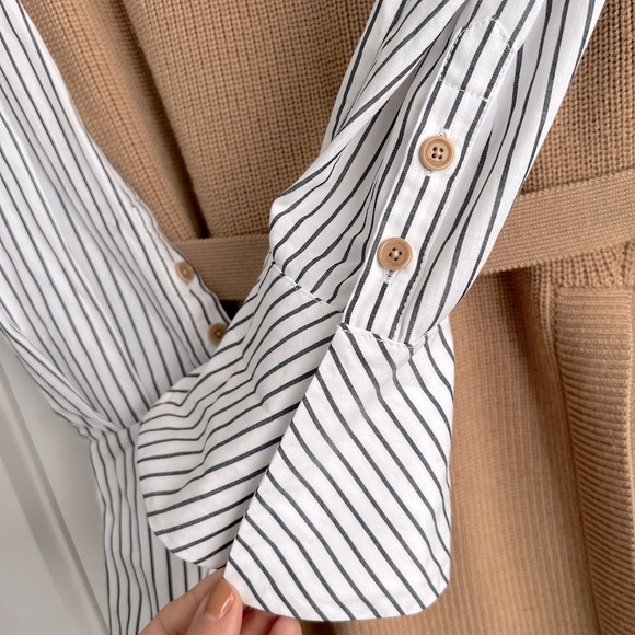 SIMKHAI Shai Combo Knit Belted Crewneck Mini Dress Camel NEW with tag - Picture 6 of 10